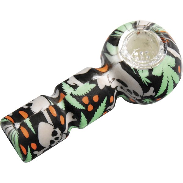 G304 - 3.5" Printed Silicone Pipe W/Glass Bowl