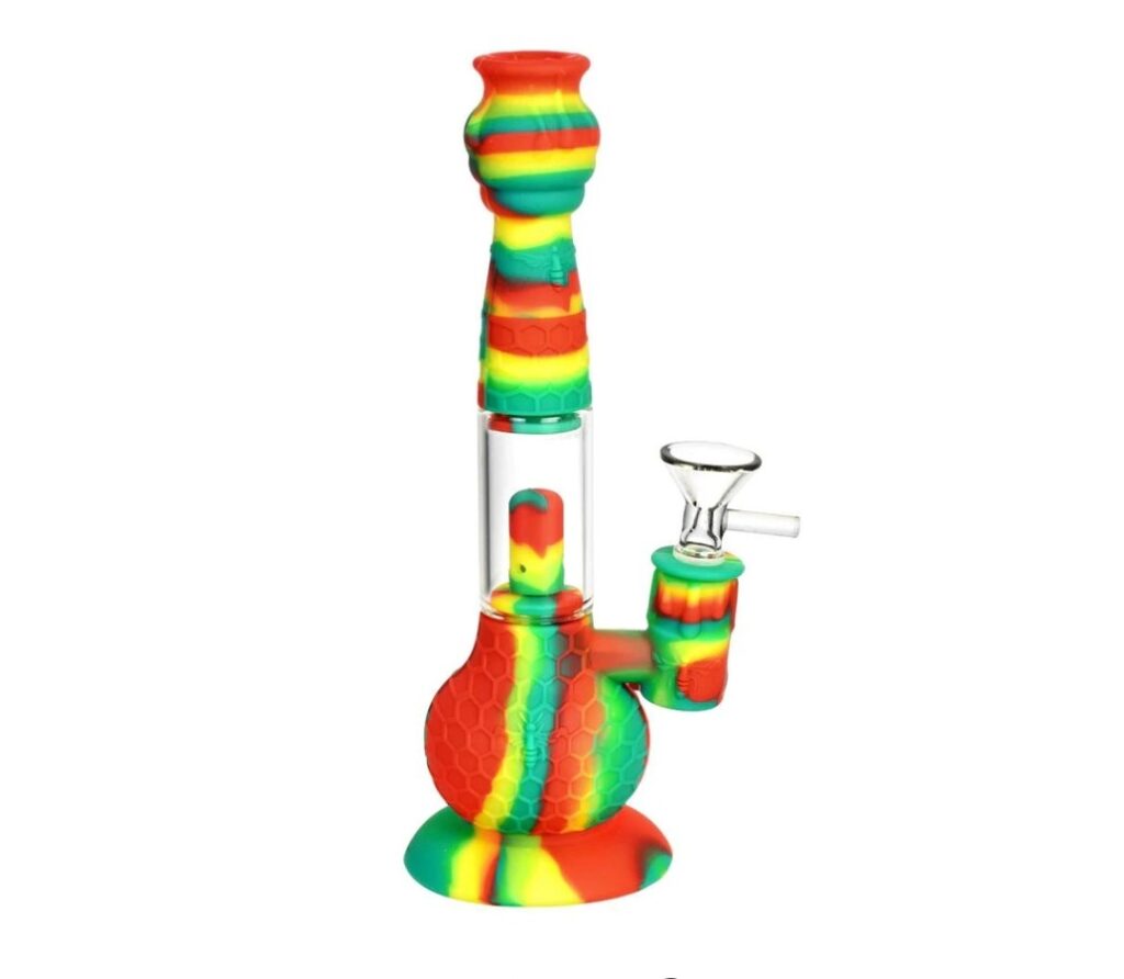 SWP35 – 10″ Honeybee Silicone/Glass 2 in 1 Water Pipe