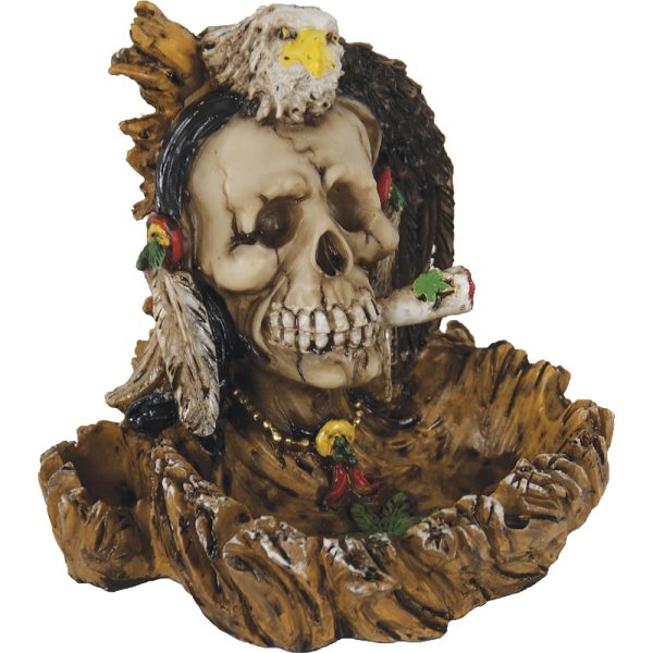 LT70 - Indian Skull W/Eagle Poly Resin Ashtray