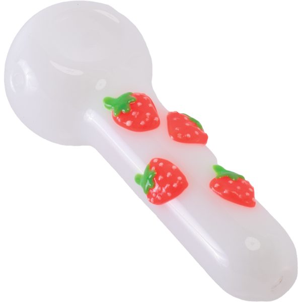 PH179 - 4.9" Strawberry Glass & Clay Hand Pipe