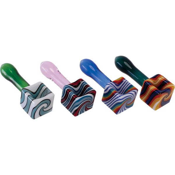 PH195 - 4.3" Zig Zag Ice-Cube Glass Hand Pipe