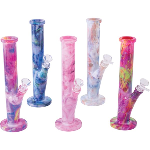 PW235 - 10" Glass Beaker With Jade Stone Texture Water Pipe