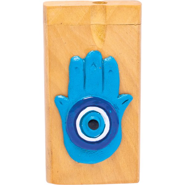 TTE35 - 4" 3D Hamsa Hand Wood Dugout W/Bat