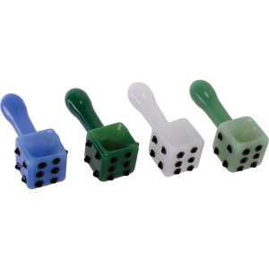 PH176 - 4.3" Dice Design Glass Hand Pipe (Asst. Colors)