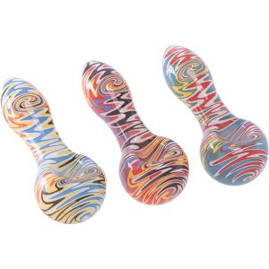 PH190- 4.1" Zig Zag Glass Hand Pipe (Asst. Colors)