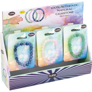 BRA12 - Real 8mm Gemstone Bracelets Display (12ct.)