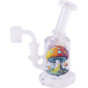 PWB168 - 6.1" Mushroom Tree Decal Water Pipe W/14mm Banger