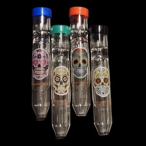 PC4 - 3" Sugar Skull/Leaf Print Glass Chillum W/Cap (4ct.)